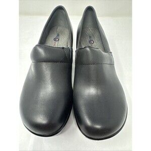 JBU Womens 8.5 M Jambu Designs Cordoba Black Leather Slip-On Clogs Work Shoes